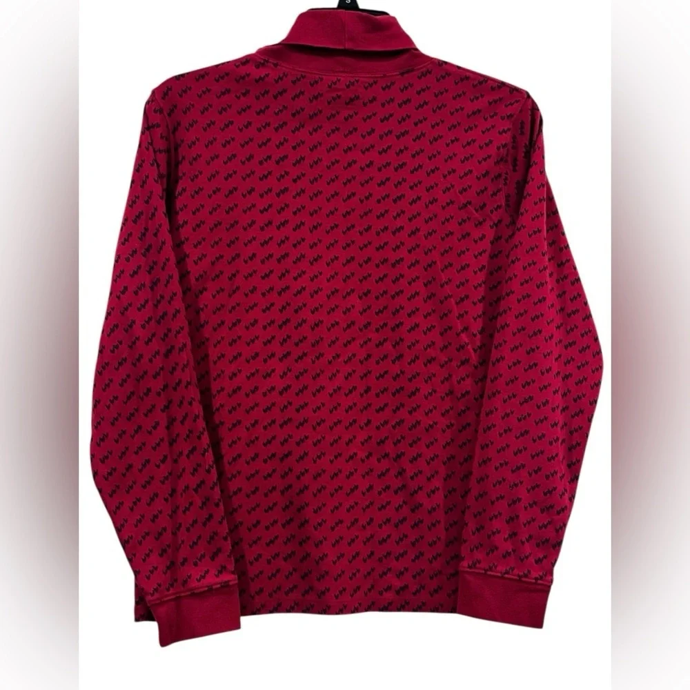 Women’s L.L. Bean 100% Cotton Red W/ Blue Pattern Turtleneck Top: M - Picture 2 of 8